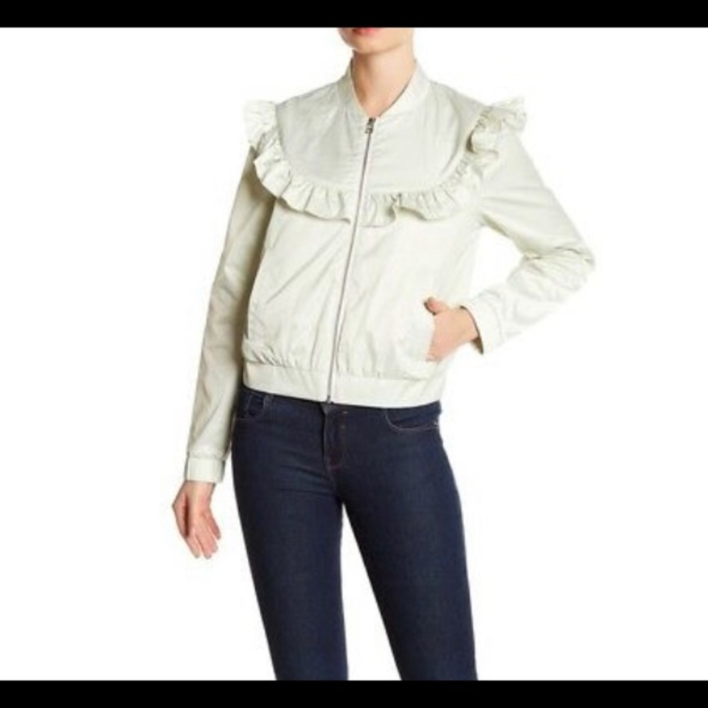 Melrose & Market Nylon Ruffle Bomber Jacket